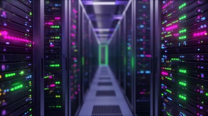A high-tech server room filled with blinking lights and organized racks, representing data storage and digital infrastructure - Powered by Adobe