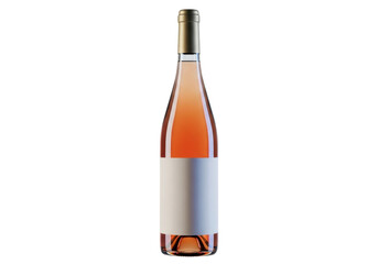 Elegant rose wine bottle isolated PNG, blank label for branding and advertising, alcoholic beverage for celebrations and special occasions