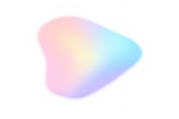 Abstract gradient liquid shape glowing with holographic pastel colors on transparent background