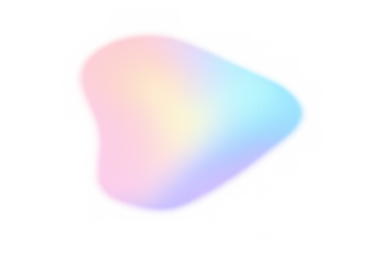 Abstract gradient liquid shape glowing with holographic pastel colors on transparent background