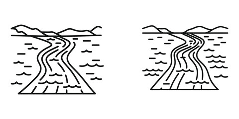 River icon line art vector illustration design