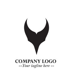 Head of Vampire Logo Symbol in Black on the White Background with Gothic Horror Vector Design
