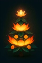 Glowing jack o lantern surrounded by autumn leaves on a dark background