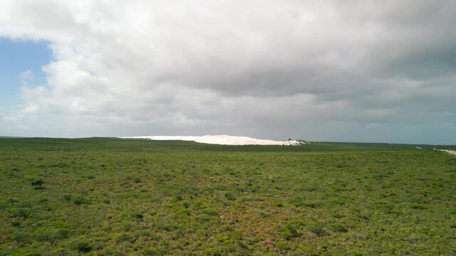 Stunning bird's-eye view of Lancelin's vast sand dunes and coastline in Western Australia
