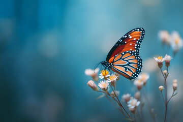 Fototapeta premium a butterfly is sitting on a flower