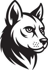 Detailed monochrome vector illustration of a wolf head profile view