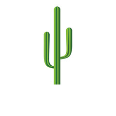 Green Saguaro Cactus With Two Arms And Transparent Background Simple Vector Graphic
