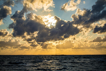 Fototapeta premium Sunset and dramatic clouds at Noshappu Cape, Wakkanai City, Hokkaido, Japan
