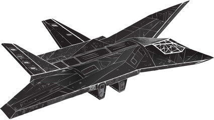 Sleek stealth fighter jet in angular design ready for aerial dominance, symbolizing power and advanced technology.