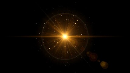 sun light flare golden dust glitter shining stars and lens flare alpha channel animation, new year and christmas,isolated social media motion design element - Powered by Adobe