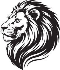Vector illustration of a wild lion head mascot silhouette, ideal for tattoo or black tribal art