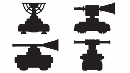 Retro futuristic vehicle silhouettes with unique designs for vintage sci-fi projects and creative designs