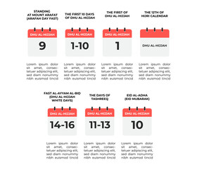 Dhu al-Hijjah Calendar Muslim holy days and fasting including Arafah, Eid al-Adha and Tashreeq dates.