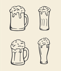 set of mug of beer illustration
