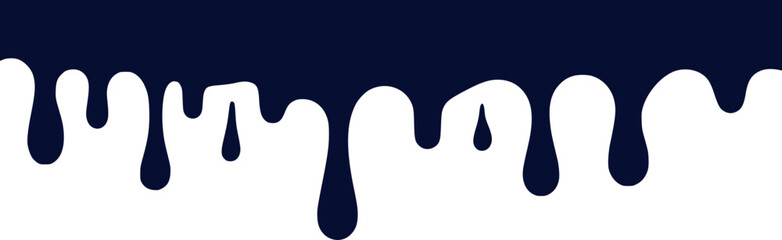 Dripping Dark Blue Paint Border on White Background