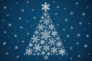 Snowflakes forming Christmas tree background