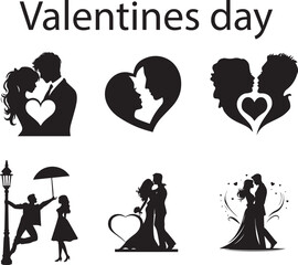 silhouettes of a wedding couple valentines day bundle