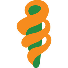 Abstract Orange and Green Swirl Design Element on Transparent Background