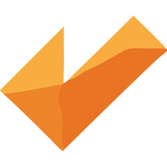 Abstract Orange Check Mark Symbol For Approval Or Completion On Transparent Background
