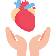 Illustration Of A Human Heart Floating Above Two Open Hands In A Caring Gesture On A Transparent Background