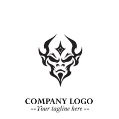 Head of Vampire Logo Symbol in Black on the White Background with Gothic Horror Vector Design