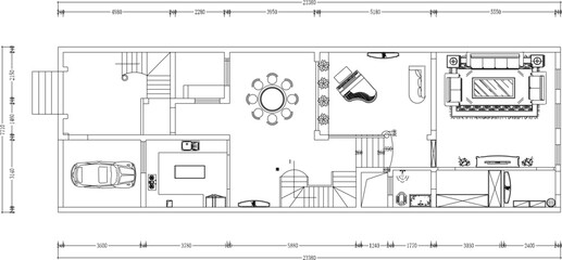 Vector sketch illustration of a simple house plan design silhouette with scale size