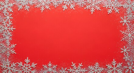 Red Christmas background with snowflakes