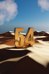 UAE's 54 National Day Celebration - Golden 54 in Desert Sand - 3D Illustration Render