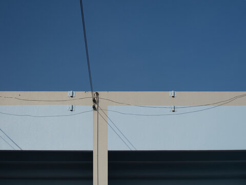  Light blue  with wires and cables running through it in a mess
