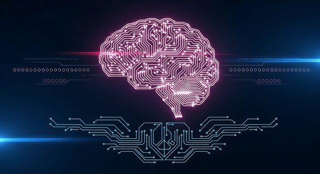 Artificial intelligence brain circuit board neural network concept illustration design