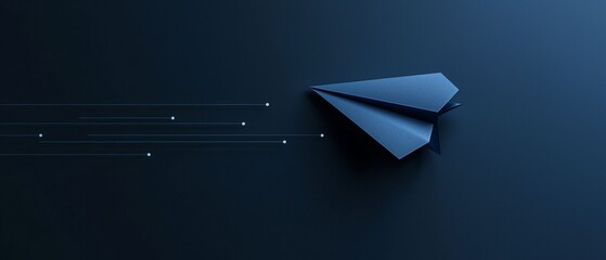 Blue Paper Airplane in Motion Abstract Concept of Innovation Flight