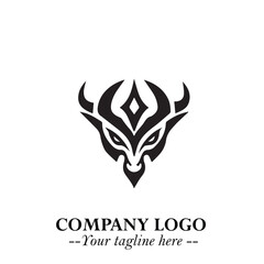 Head of Vampire Logo Symbol in Black on the White Background with Gothic Horror Vector Design