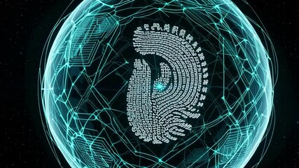 HR management analytic structure digital fingerprint security network sphere futuristic concept - Powered by Adobe