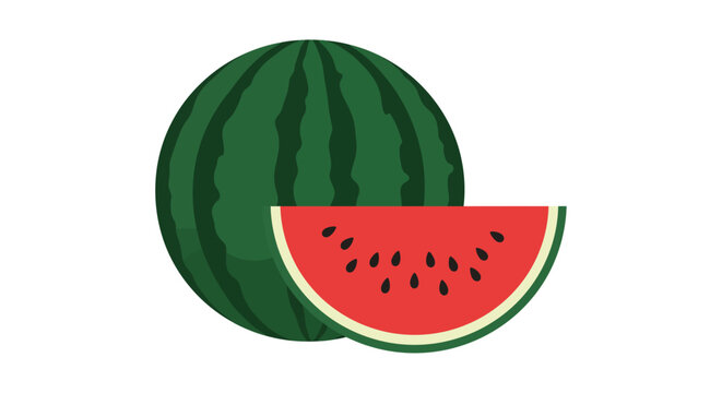 A whole and sliced watermelon vibrant and refreshing summer fruit illustration