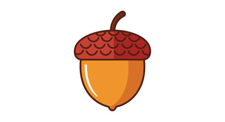 A detailed illustration of a single brown and orange acorn