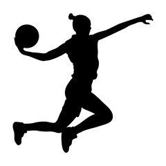 Silhouette of a Woman Basketball Player