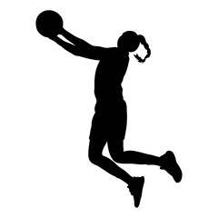 Silhouette of a Woman Basketball Player