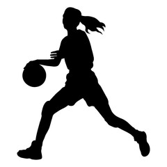 Silhouette of a Woman Basketball Player