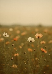 Naklejka premium Serene floral field wallpaper