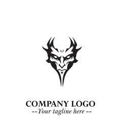Head of Vampire Logo Symbol in Black on the White Background with Gothic Horror Vector Design