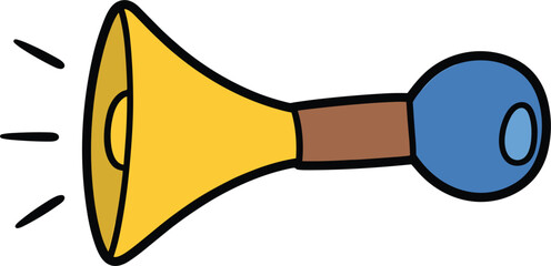 Cartoon Megaphone with Sound Waves Keywords: megaphone, horn, sound, noise, announcement, alert