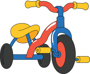Colorful Children's Tricycle with Blue Frame and Yellow Seat bicycle three wheels