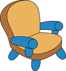 Cozy Armchair with Blue Arms and Tan Seat on White Background furniture seating