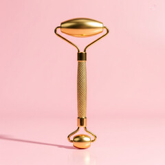 Elegant Golden Facial Roller for Soothing Skincare Massage and Facial Lymphatic Drainage