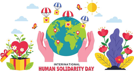 Celebrate International Human Solidarity Day with vibrant illustrations of global unity, love, and community spirit for a brighter future around the world