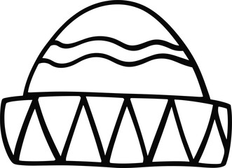 Hand Drawn Winter Beanie Hat With Stripes And Geometric Pattern warm headwear