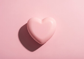 A Soft Pink Heart Shaped Object Casting a Shadow on a Pastel Pink Background