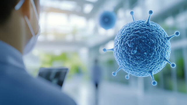 A researcher examines a virus in a modern laboratory, illustrating the importance of scientific study in health and disease management.