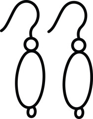 Simple line drawing of dangling earrings with oval pendants jewelry accessory