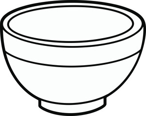 Simple outline drawing of a bowl on white background dish container